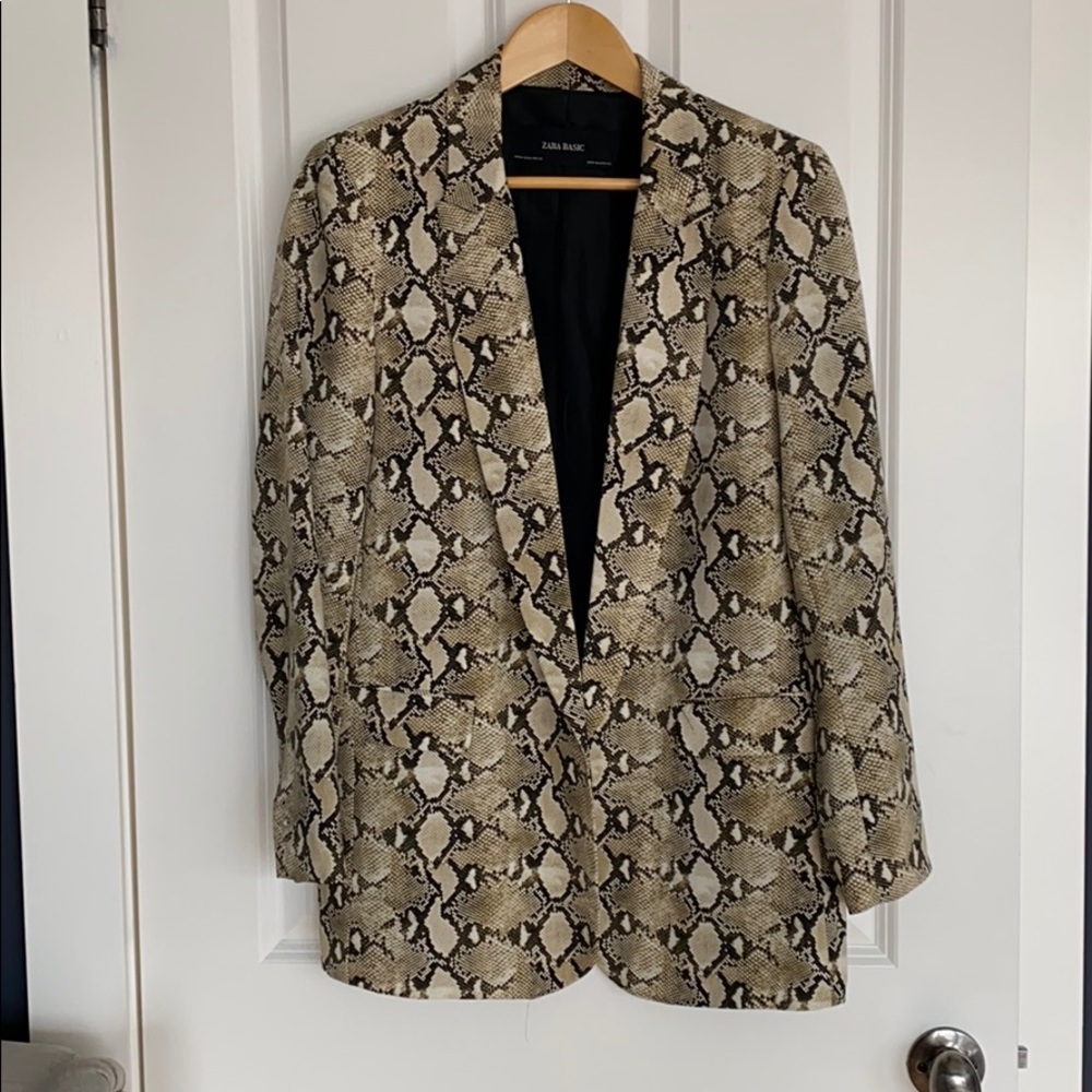 Zara snake print open front oversize blazer